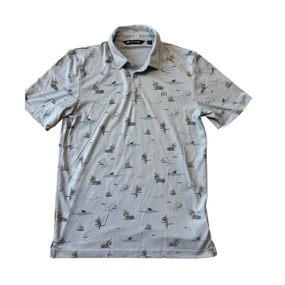 Travis Mathew Polo, Short Sleeve shirt, size Men's M; Light blue, shark, Pelican - Picture 1 of 9